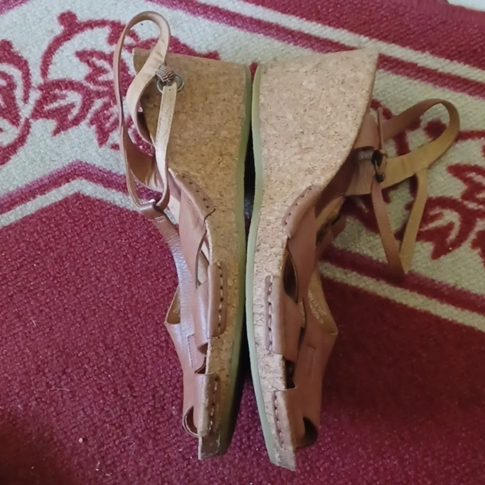 Clarks Artisan Alameda Cork Leather Wedge Sandals